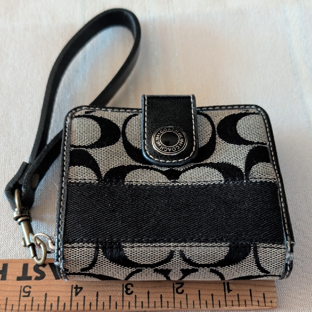 Coach Monogram Black and Gray Wristlet